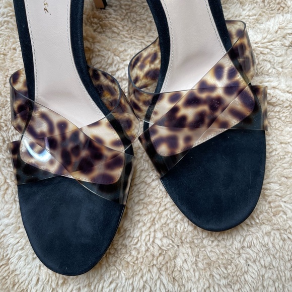 Gianvito Rossi Leopard Print Heel Sandals Suede Open Toe Womens Size 38.5 ITALY - Picture 6 of 11